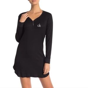 Calvin Klein Black Ribbed Knit Night Shirt Size M